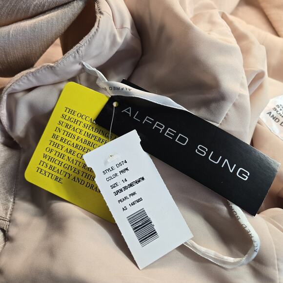 Alfred Sung Dress sz 14 Pearl Pink D574 Cocktail Bridesmaid Shimmer Sample Dress - Picture 12 of 16